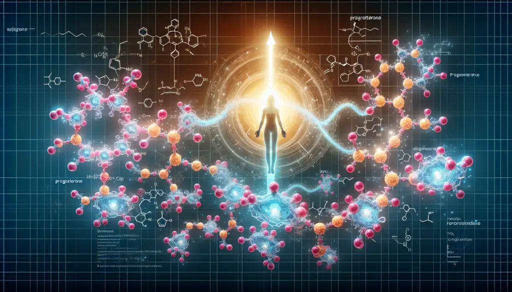 An illustration of estrogen and progesterone roles in bioidentical hormone replacement therapy (BHRT).